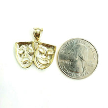 Load image into Gallery viewer, 10k yellow gold happy &amp; sad face theater pendant fine gift jewelry unisex 2.4g
