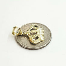 Load image into Gallery viewer, 10k yellow gold crown pendant charm fine jewelry gift necklace diamond cut 1.2g
