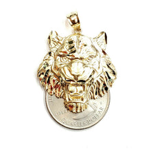 Load image into Gallery viewer, 14k yellow solid Gold tiger male head face Pendant diamond cut fine jewelry 5.7g
