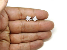 Load image into Gallery viewer, New 14k white Gold 0.11Ct Round Diamond star stud Earrings Push Back Fastening
