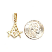 Load image into Gallery viewer, 14k yellow Gold Freemason Masonic Pendant charm gift religious fine jewelry 2.3g
