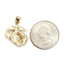 Load image into Gallery viewer, 14k yellow gold US Marine Corps Emblem pendant charm Fine Jewelry men women 3.1g
