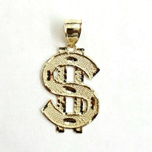 Load image into Gallery viewer, New 10k yellow gold dollar sign diamond cut unisex lucky pendant charm gift 3.4g
