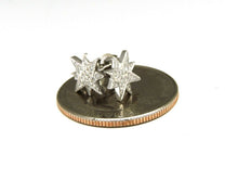 Load image into Gallery viewer, New 14k white Gold 0.11Ct Round Diamond star stud Earrings Push Back Fastening
