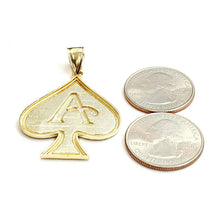 Load image into Gallery viewer, 10k yellow Gold Ace of spade Pendant casino gambling diamond cut jewelry 6.3g
