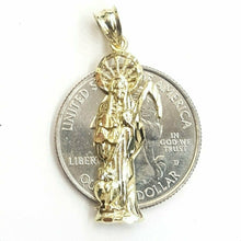 Load image into Gallery viewer, 10k yellow gold Santa muerte holy death Pendant fine gift jewelry unisex 1.6g
