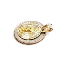 Load image into Gallery viewer, 14k yellow gold round virgin Mary Guadalupe religious pendant diamond cut 2.2g
