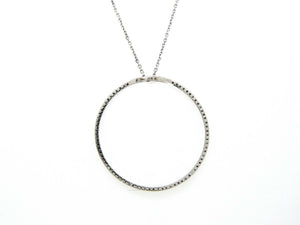 14k white Gold 0.40Ct Diamond 1.26" diameter circle of love necklace jewelry 16"