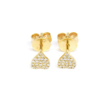 Load image into Gallery viewer, New 14k yellow Gold 0.10Ct Round Diamond heart stud Earrings Push Back Fastening
