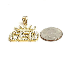 Load image into Gallery viewer, New 10k yellow Gold CEO crown word Pendant charm diamond cut fine jewelry 5.6g
