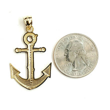 Load image into Gallery viewer, New 14k yellow Gold anchor Pendant polished charm gift fine jewelry 2.4g
