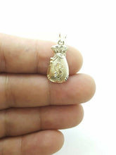 Load image into Gallery viewer, 10k yellow gold dollar sign money bag lucky pendant charm fine gift jewelry 1.3g
