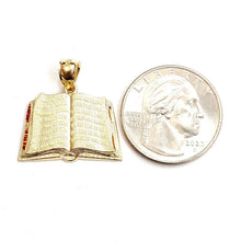 Load image into Gallery viewer, 10k yellow gold lord's prayer book our father bible verse pendant jewelry 2.3g
