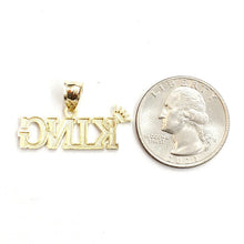 Load image into Gallery viewer, New 10k yellow Gold KING Crown word Pendant charm diamond cut fine jewelry 2g
