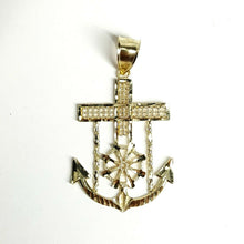 Load image into Gallery viewer, New 10k yellow solid Gold anchor and wheel Pendant charm fine gift jewelry 3.6g
