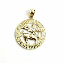 Load image into Gallery viewer, 14k yellow Gold round Sagittarius Archer Zodiac Sign Pendant fine jewelry 2.6g
