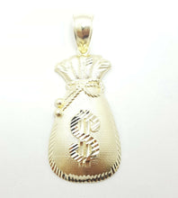 Load image into Gallery viewer, 10k yellow gold dollar sign money bag lucky pendant charm fine gift jewelry 7g
