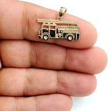 Load image into Gallery viewer, 14k yellow Gold fire truck engine firefighting car Pendant charm fine jewelry 1.8g
