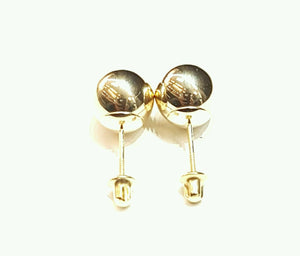 14k yellow Gold 8mm hollow ball earrings screw back fine gift jewelry for female