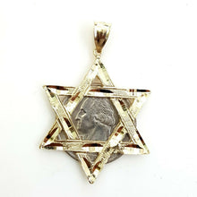 Load image into Gallery viewer, 14k yellow gold star of David Jewish Israel charm pendant religious jewelry 4.4g
