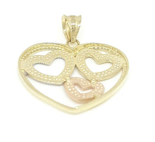 Load image into Gallery viewer, New 14k tri color Gold heart Pendant charm fine jewelry love gift for her 1.5g
