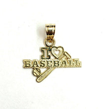Load image into Gallery viewer, 14k yellow Gold tiny i love baseball bat Pendant charm fine sport jewelry 0.6g
