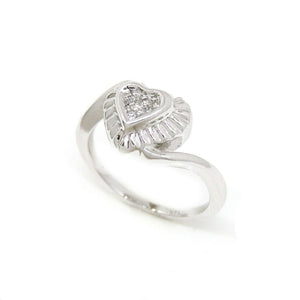 0.14Ct Natural Diamond In 14k white Gold Women's heart Ring fine gift Size 6.75