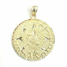 Load image into Gallery viewer, 14k yellow Gold Aztec Mayan sun calendar Azteca pendant gift jewelry 1.20" 6.8g

