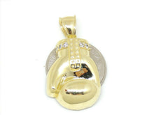 Load image into Gallery viewer, 10k yellow Gold boxing glove Pendant cubic zirconia gift sport fine jewelry 7.5g
