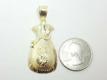 Load image into Gallery viewer, 10k yellow gold dollar sign money bag lucky pendant charm fine gift jewelry 4.3g
