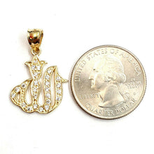 Load image into Gallery viewer, 10K Yellow Gold Allah Islamic God zirconia Pendant Charm religious jewelry 2.2g
