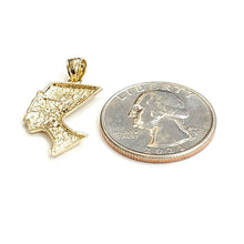 Load image into Gallery viewer, 14k solid yellow Gold Egyptian Nefertiti head queen Pendant fine jewelry 1.9g
