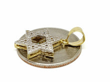 Load image into Gallery viewer, 14k yellow gold star of David Israel pendant cubic zirconia fine jewelry 1.7g
