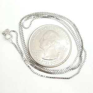 New 14K white Gold 0.80mm Square Box Chain Necklace fine gift jewelry 2.3g 22"