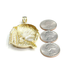 Load image into Gallery viewer, New 10k solid yellow Gold Chief face head Pendant diamond cut fine jewelry 13.5g
