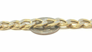 New Men's Women's 10K two tone Gold hollow Cuban Link bracelet 10.75mm 9" 17.3g