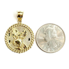 Load image into Gallery viewer, 10k yellow Gold round eagle Pendant charm necklace diamond cut fine jewelry 4.6g
