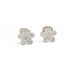 Load image into Gallery viewer, New 14k white Gold 0.16Ct Round Diamond flower stud Earrings Push Back Fastening
