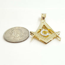 Load image into Gallery viewer, 10k two-tone solid Gold Freemason Masonic Pendant charm jewelry fine gift 5.3g
