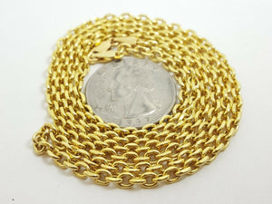 New 10K yellow gold 3.5mm Hollow rolo link chain Necklace 10.7 Grams 30"