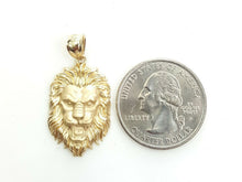 Load image into Gallery viewer, 14k yellow solid Gold lion Leo head face Pendant charm fine gift jewelry 2.7g
