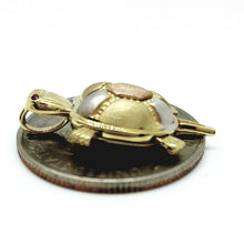 Load image into Gallery viewer, New 14k multi color gold turtle full body pendant charm gift fine jewelry 2.9g
