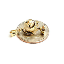 Load image into Gallery viewer, New 14k yellow gold 3D SPINNING round globe planet earth world map pendant 1.5g
