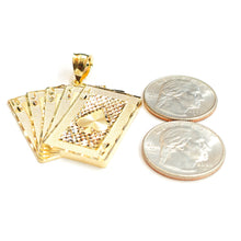 Load image into Gallery viewer, 14k yellow Gold royal flush spade A K Q J 10 poker cards Pendant jewelry 8.2g
