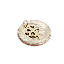 Load image into Gallery viewer, New 14k yellow Gold tiny clover leaf heart lucky Pendant charm fine jewelry 0.7g
