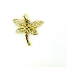 Load image into Gallery viewer, New 14k two tone Gold dragonfly Pendant charm gift fine jewelry for her 1.2g
