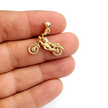 Load image into Gallery viewer, 14k yellow Gold 3D motorcycle Pendant charm sport bikers gift fine jewelry 3.5g
