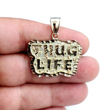 Load image into Gallery viewer, New 10k yellow Gold Thug Life word Pendant charm diamond cut fine jewelry 5.7g
