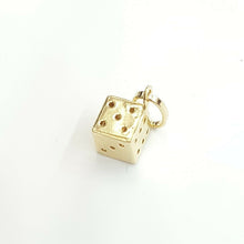 Load image into Gallery viewer, 14k yellow Gold 3D hollow dice Pendant charm gamble gift sport fine jewelry 0.9g
