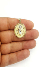 Load image into Gallery viewer, New 14k two tone gold oval saint Jude juda pendant charm religious jewelry 3g
